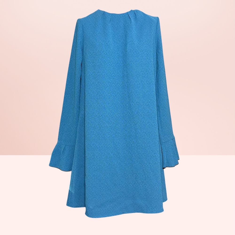 & Other Stories Paris Atelier Blue Ruffle Cuff Shift Dress Mod Chic Size 6 Retro